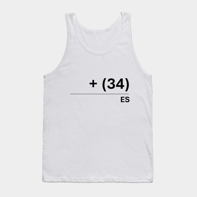 Spain's National Country Code +34 Visual Emblem Tank Top by AIHRGDesign